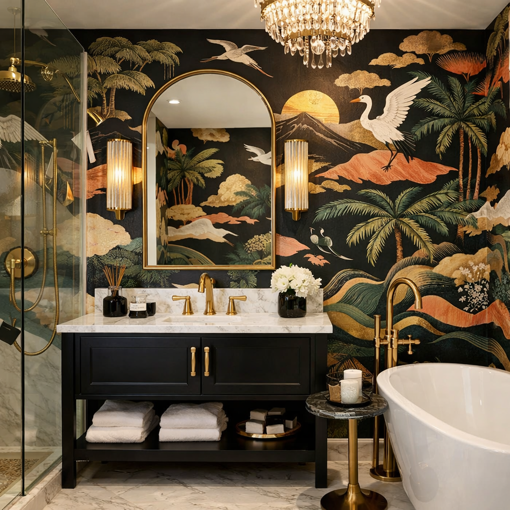 Luxury bathroom wallpaper